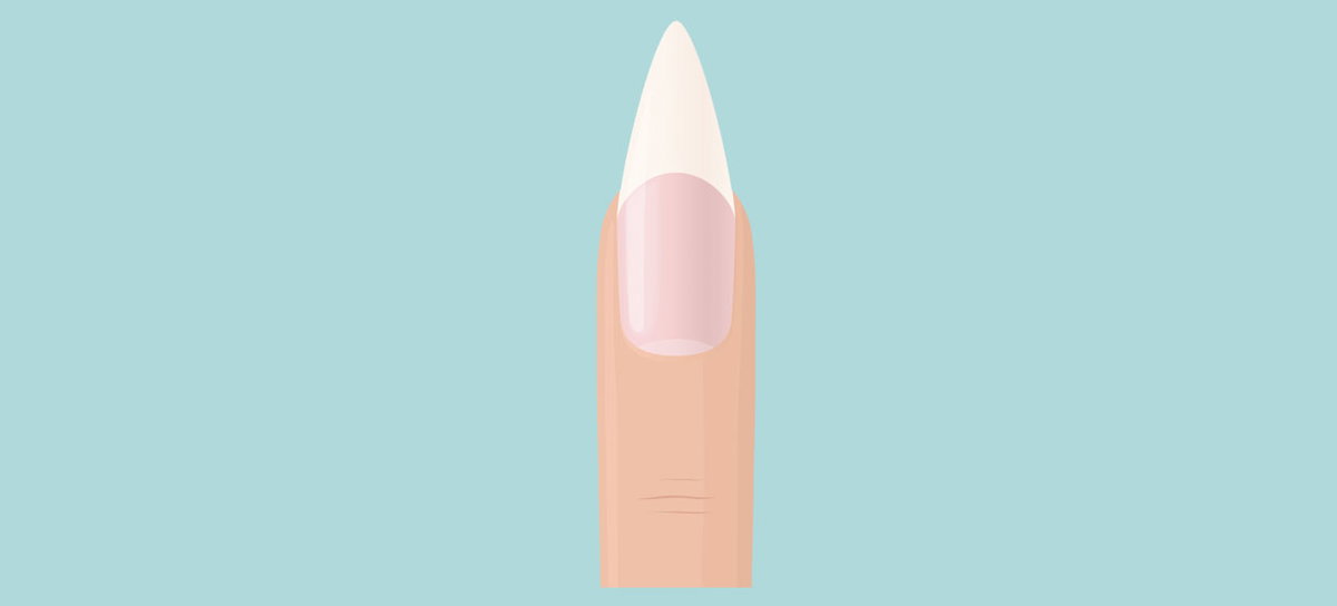 Illustration eines Fingers mit spitz zulaufendem Fingernagel