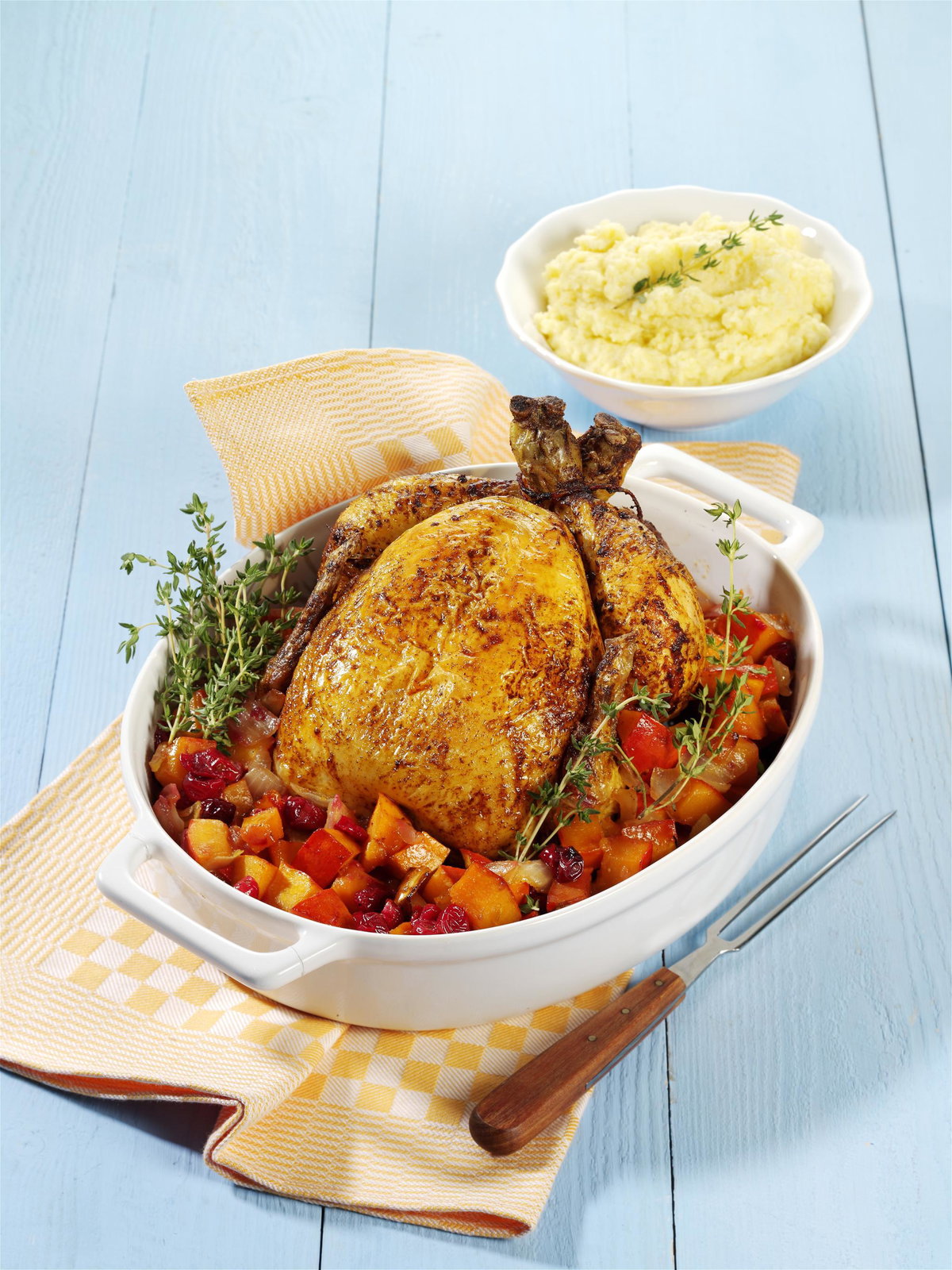 Rezept Gefülltes Brathähnchen mit Kürbis