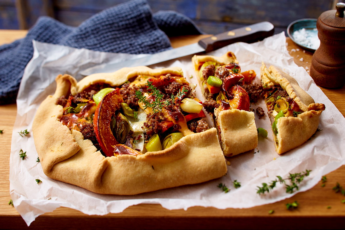 Rezept Kürbis-Lauch-Hack-Crostata